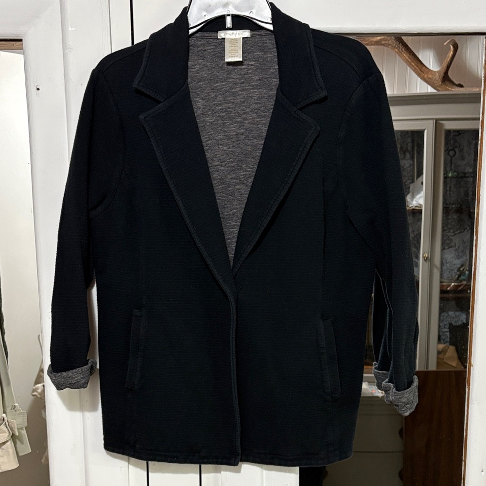 Matty M Black Trench Coat with Gray Lining